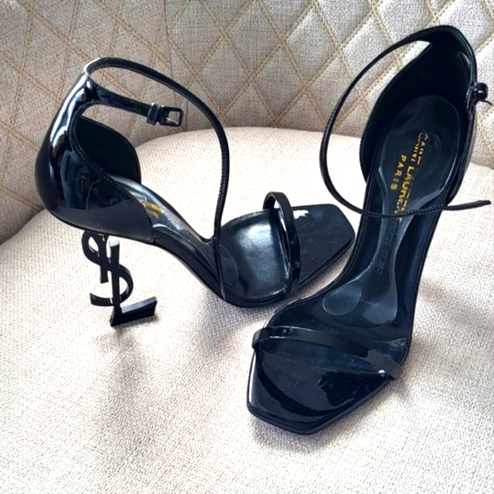 YSL Sz 37.5 Opyum Patent Leather Sandals